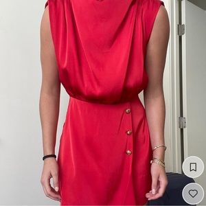 Red silk jumper dress